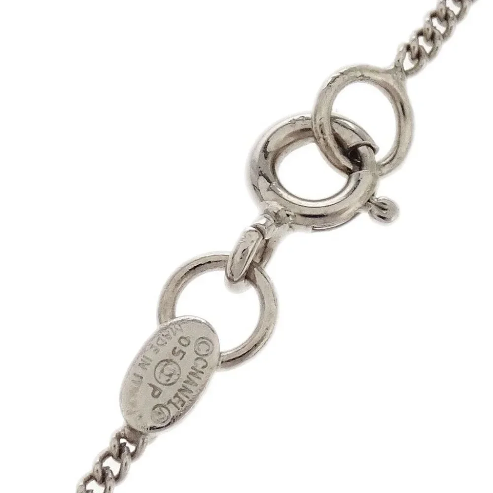 Chanel CC Chain Pendant Necklace Acrylic Silver Red 05P - Picture 4 of 4